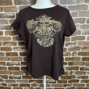 Women's Fashion Bug Brown Short Sleeve T Shirt Her Majesty Crown Graphic 18/20